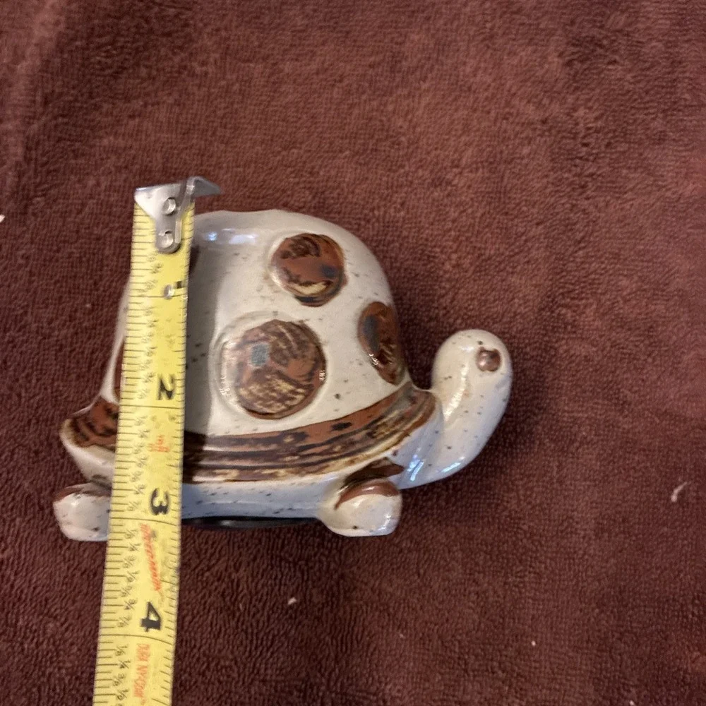 Lovely Ceramic Turtle Piggy Bank Brown Poka Dots And Speckles Counterpoint